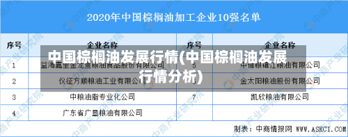 中国棕榈油发展行情(中国棕榈油发展行情分析)-第1张图片
