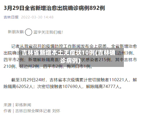 吉林省新增本土无症状10例(吉林确诊病例)-第1张图片