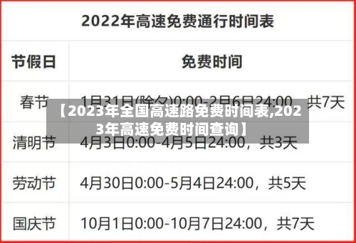 【2023年全国高速路免费时间表,2023年高速免费时间查询】