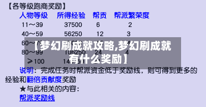 【梦幻刷成就攻略,梦幻刷成就有什么奖励】