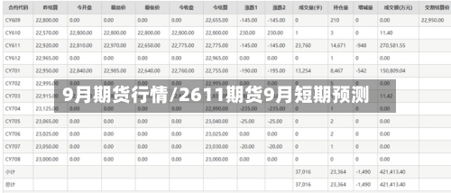 9月期货行情/2611期货9月短期预测-第1张图片