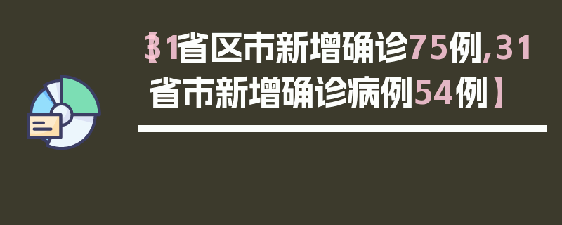 【31省区市新增确诊75例,31省市新增确诊病例54例】